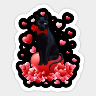 Cute Cat Valentine Hearts Happy Valentine's Day Men Women Sticker